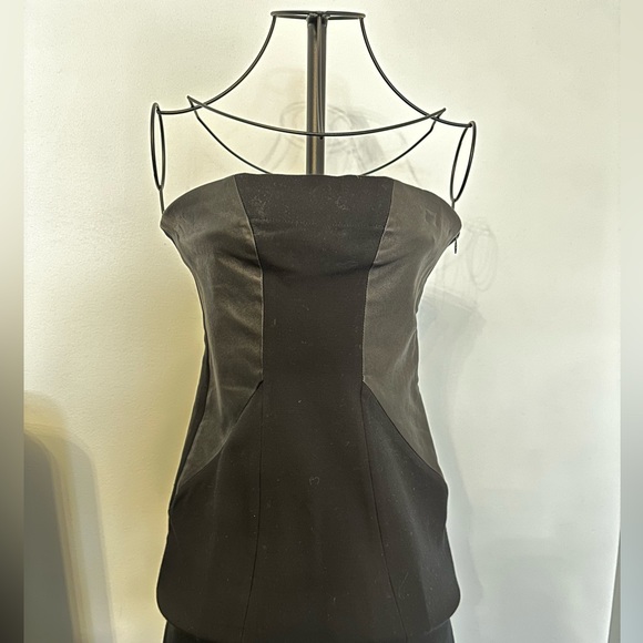 Black tube top dress with leather side panels size 4 - Picture 1 of 5